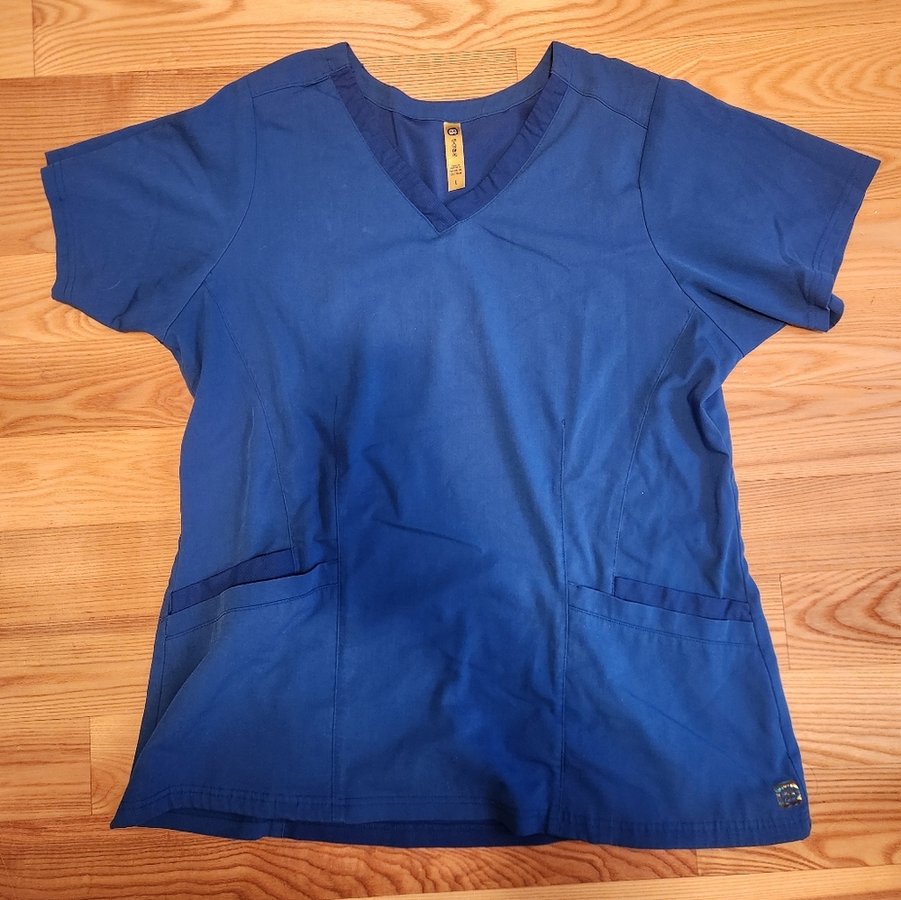 Wonderwink Aero cobalt blue v-neck scrub top, women's L